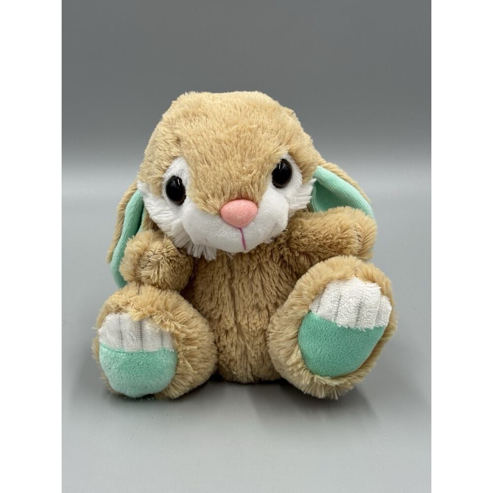 Tom's Toy International Bunny Brown White Mint Green Plush 7 Inch Stuffed Animal